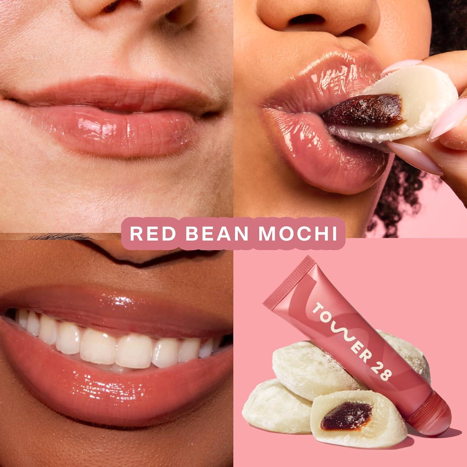 imageTower 28 LipSoftie Hydrating Lip Treatment Balm Moisturizing Lip Mask for Chapped Lips SOS Vanilla Flavor Clear GlossRed Bean Mochi