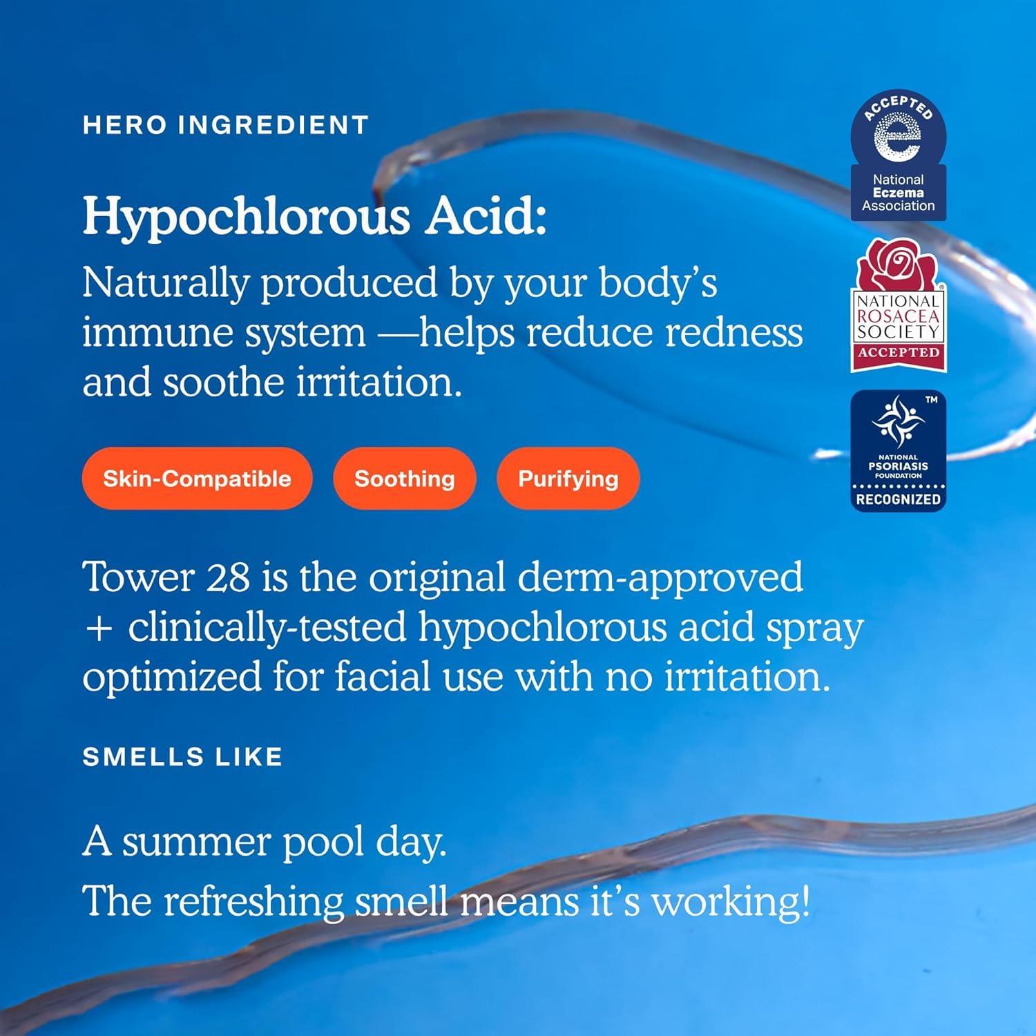 imageTower 28 SOS Daily Rescue Facial Spray Hypochlorous Acid Spray to Help Reduce Redness Calm Irritation Alleviate FlareUps Purifying Travel Size Face Toner Everyday Skin Care Essential 1 oz5 Fluid Oz Pack of 2