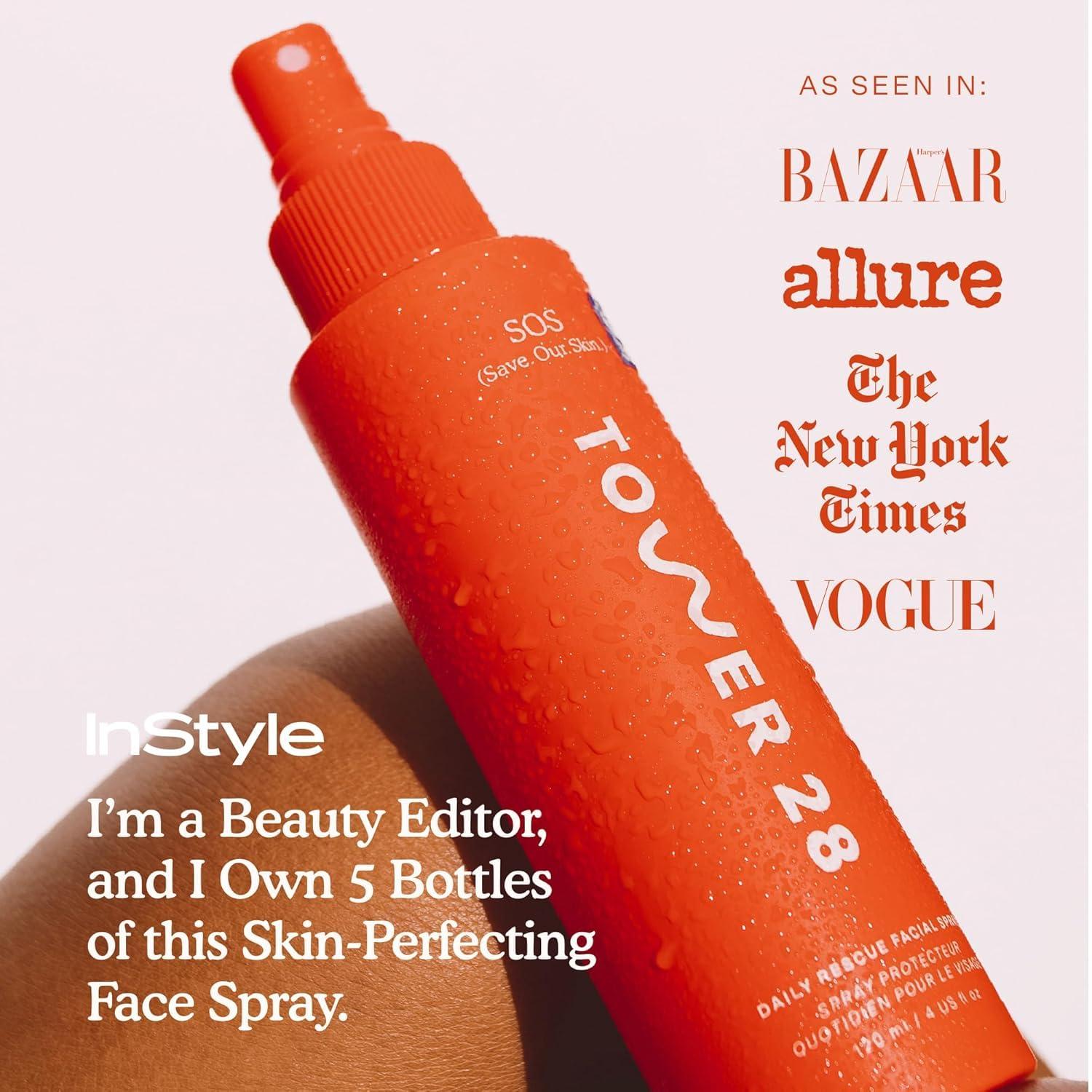 imageTower 28 SOS Daily Rescue Facial Spray Hypochlorous Acid Spray to Help Reduce Redness Calm Irritation Alleviate FlareUps Purifying Travel Size Face Toner Everyday Skin Care Essential 1 oz5 Fluid Oz Pack of 2