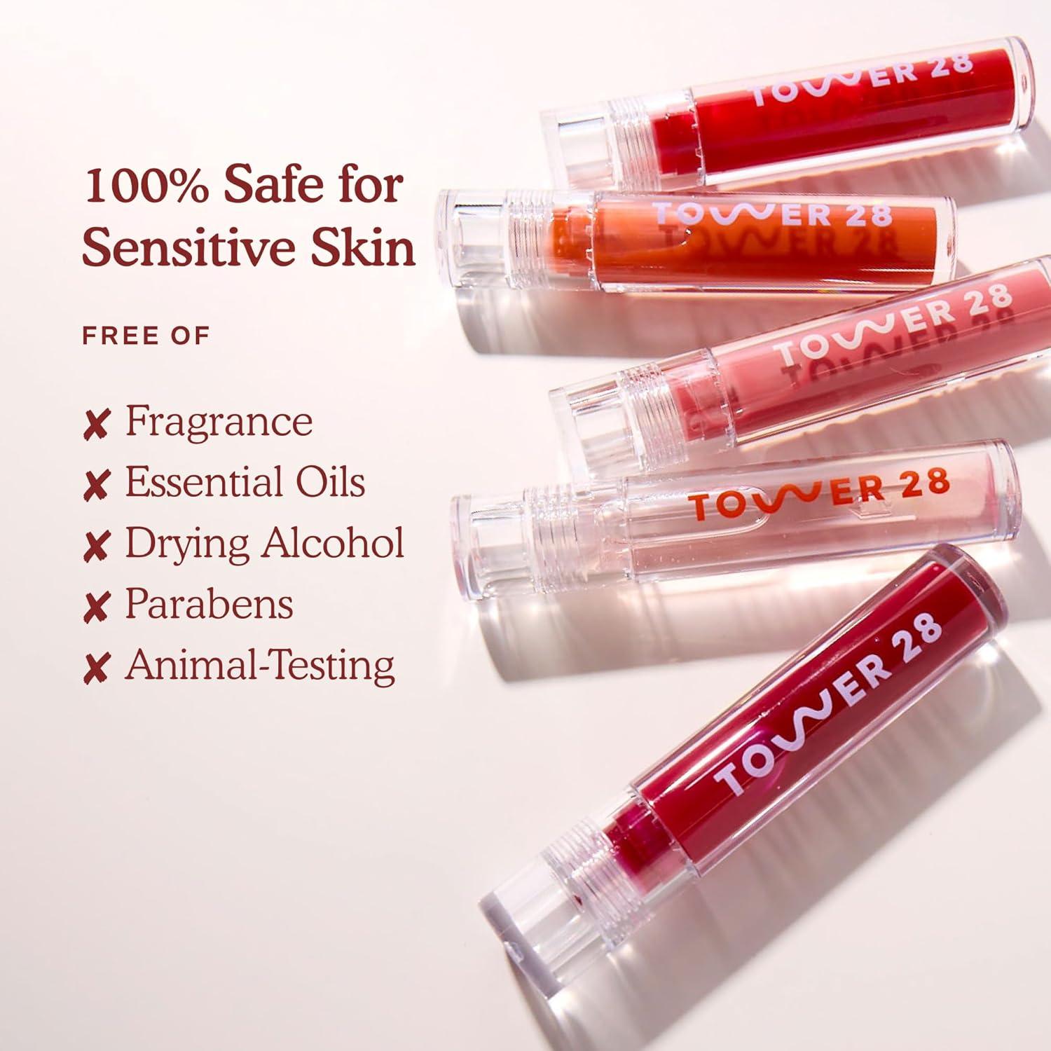 imageTower 28 ShineOn Milky Lip Jelly COCONUT NonSticky Hydrating Vegan Lip Gloss in Milky Rosy Pink Apricot and Raspberry Seed Oil Moisturizing Clean Cruelty FreeALMOND