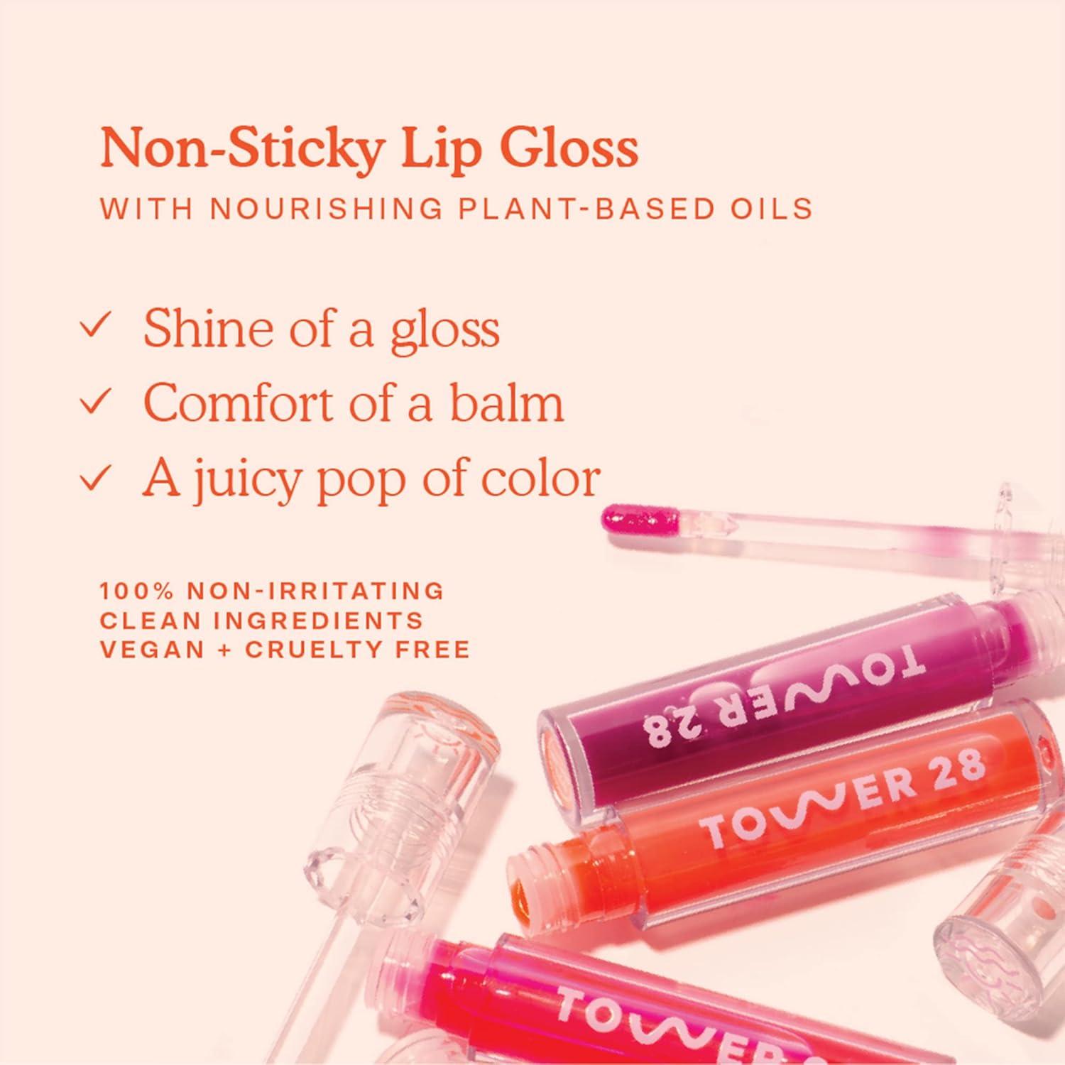 imageTower 28 ShineOn Milky Lip Jelly COCONUT NonSticky Hydrating Vegan Lip Gloss in Milky Rosy Pink Apricot and Raspberry Seed Oil Moisturizing Clean Cruelty FreeXOXO