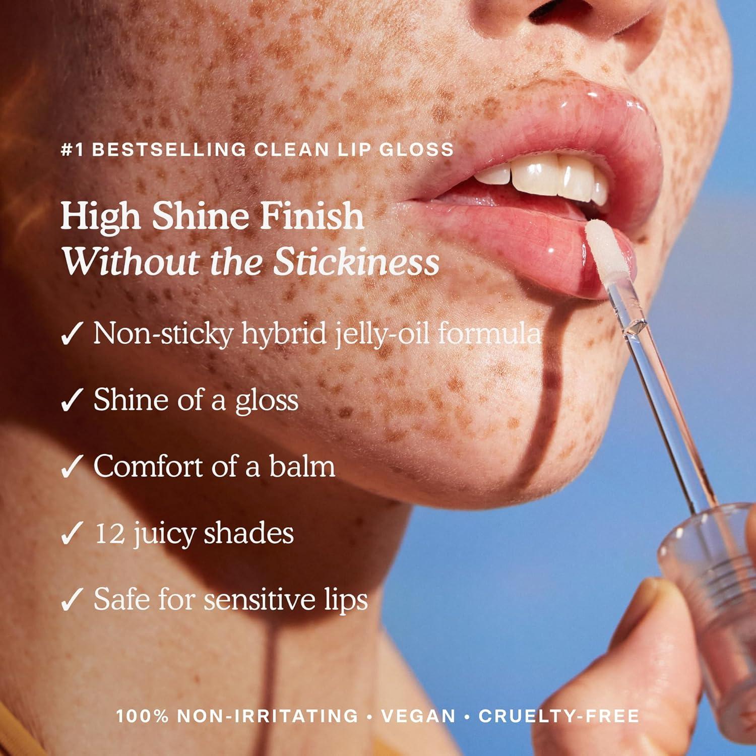 imageTower 28 ShineOn Milky Lip Jelly COCONUT NonSticky Hydrating Vegan Lip Gloss in Milky Rosy Pink Apricot and Raspberry Seed Oil Moisturizing Clean Cruelty FreeCHILL