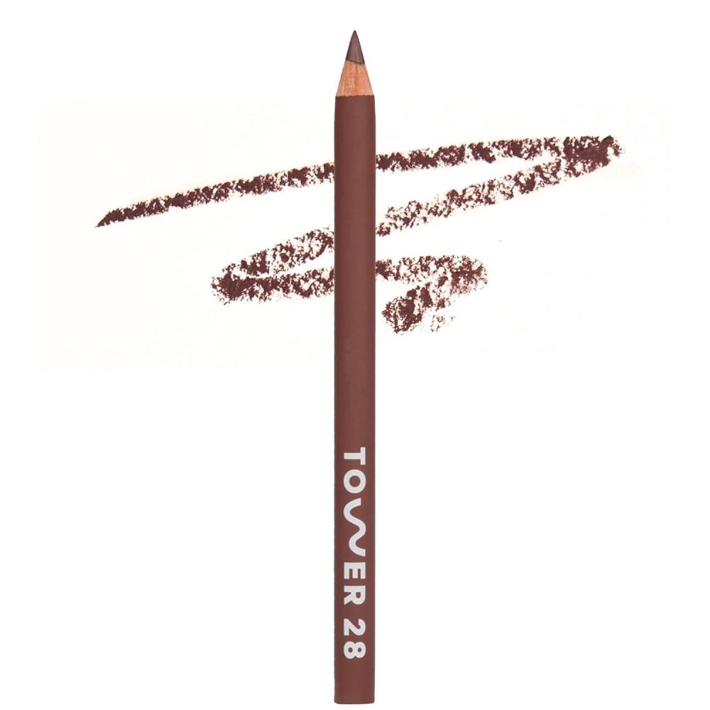 imageTower 28 OneLiner Creamy Lip Liner Pencil  Defines Lips Prevents Feathering Doubles as Eye Pencil  Vegan amp Sensitive Skin Safe  Fill Me In Rosy Nude Lip LinerDraw Me Chocolate Brown
