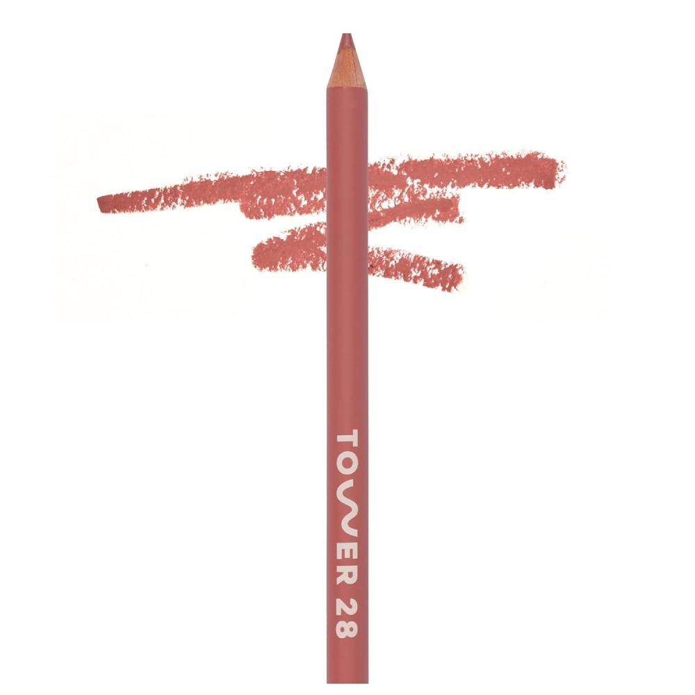 imageTower 28 OneLiner Creamy Lip Liner Pencil  Defines Lips Prevents Feathering Doubles as Eye Pencil  Vegan amp Sensitive Skin Safe  Fill Me In Rosy Nude Lip LinerCheck Me Out Warm Rose