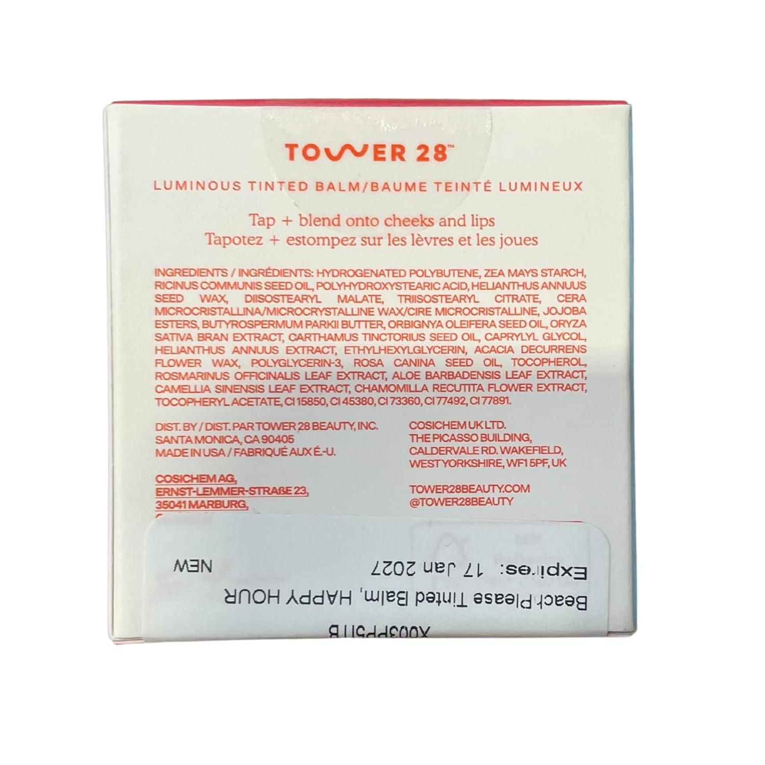 imageTower 28 BeachPlease Cream Blush Tinted Lip Balm MultiUse Lip Tint Dewy Blush for Cheeks With Aloe Vera Green Tea Vegan NonComedogenic Makeup for Sensitive Skin Magic Hour 016 ozHAPPY HOUR