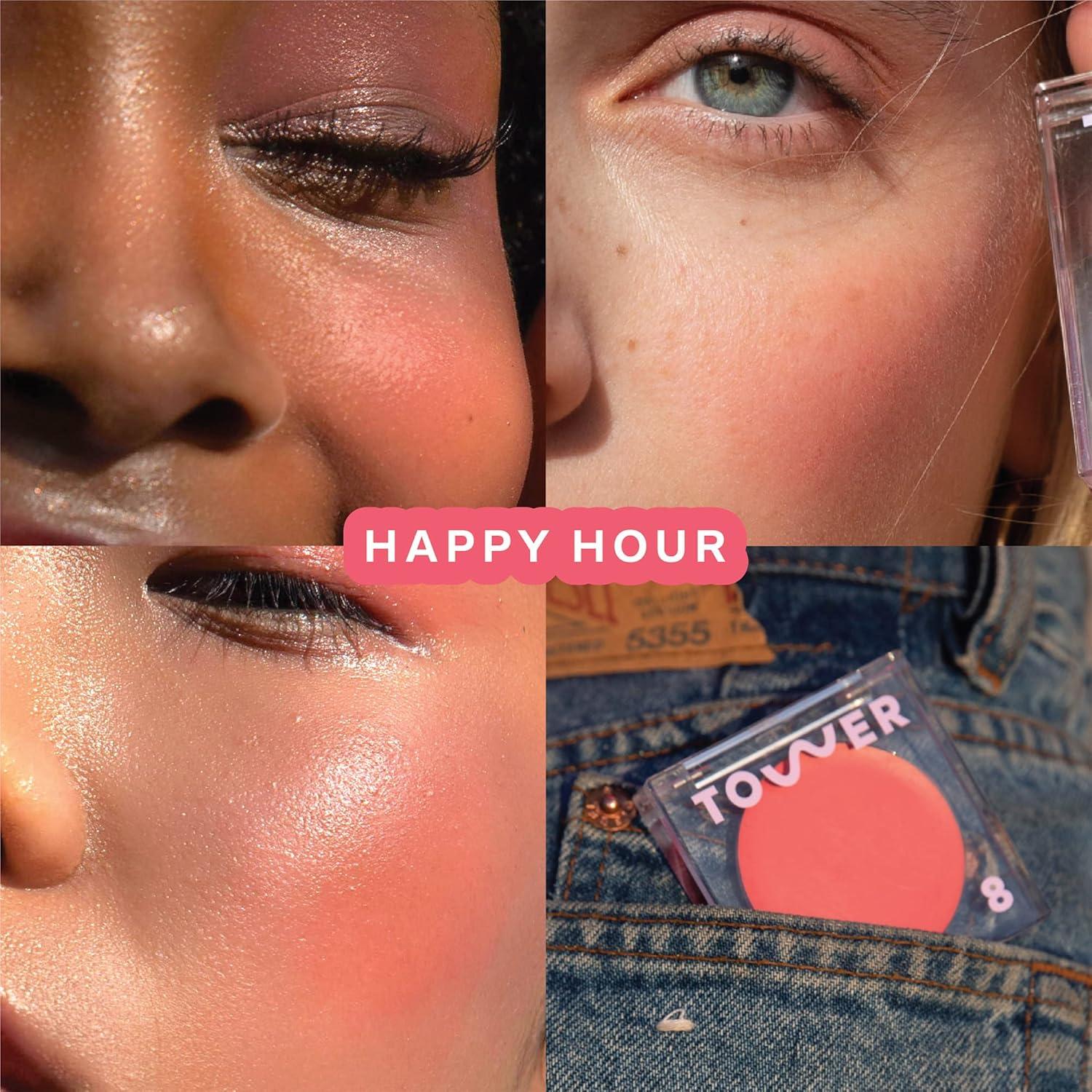 imageTower 28 BeachPlease Cream Blush Tinted Lip Balm MultiUse Lip Tint Dewy Blush for Cheeks With Aloe Vera Green Tea Vegan NonComedogenic Makeup for Sensitive Skin Magic Hour 016 ozHAPPY HOUR