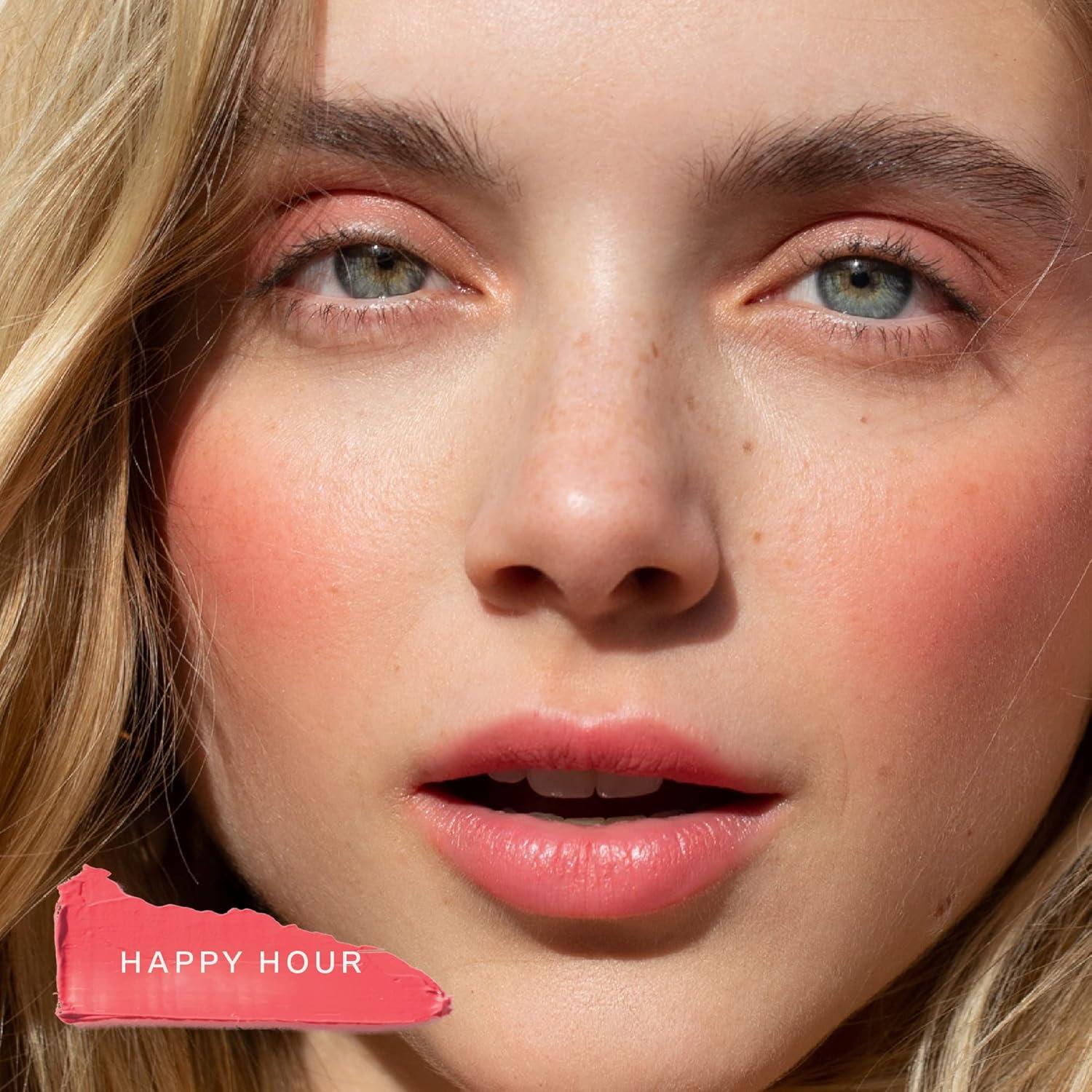 imageTower 28 BeachPlease Cream Blush Tinted Lip Balm MultiUse Lip Tint Dewy Blush for Cheeks With Aloe Vera Green Tea Vegan NonComedogenic Makeup for Sensitive Skin Magic Hour 016 ozHAPPY HOUR