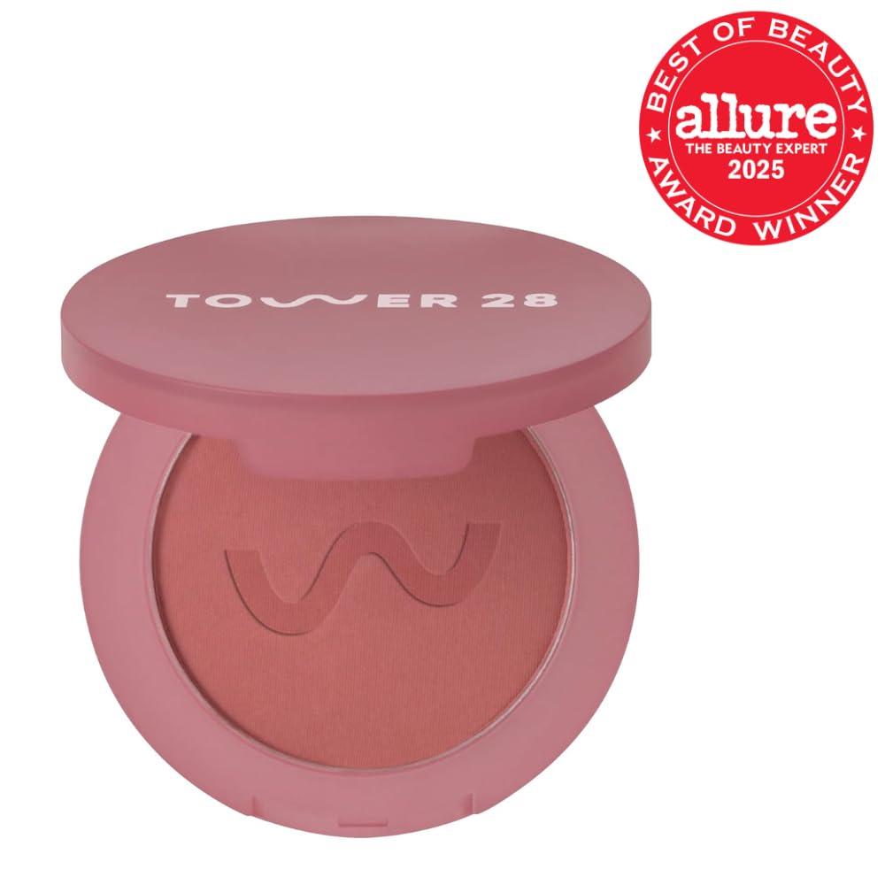 imageTower 28 GetSet Matte Powder Blush for Cheeks 12Hour Setting Blush Powder for Smooth Blurred Skin TalcFree SweatProof Face Blushes Makeup for Sensitive Skin Sunset Shirley 113 ozSamo Spritzer