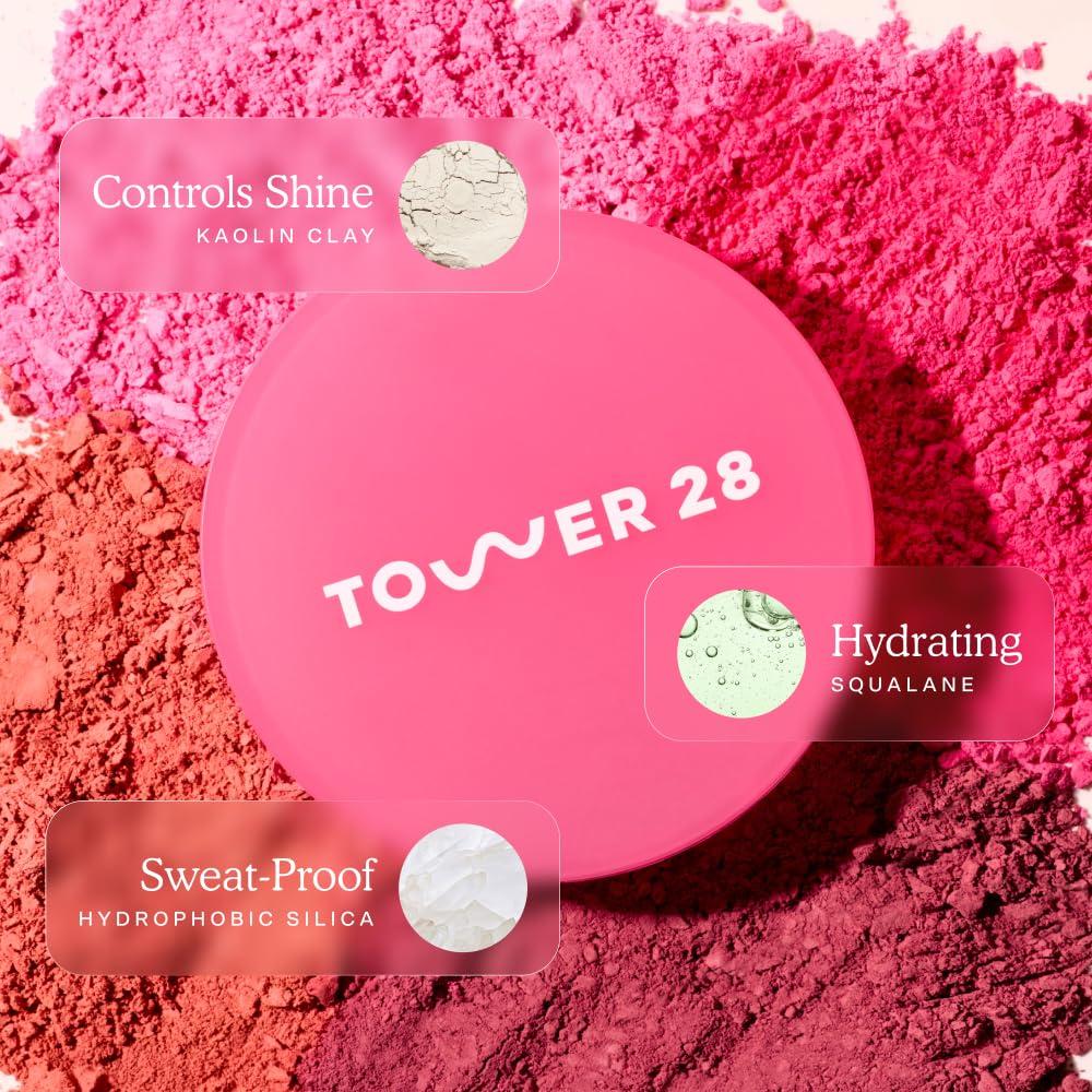 imageTower 28 GetSet Matte Powder Blush for Cheeks 12Hour Setting Blush Powder for Smooth Blurred Skin TalcFree SweatProof Face Blushes Makeup for Sensitive Skin Sunset Shirley 113 ozFeliz Fresca