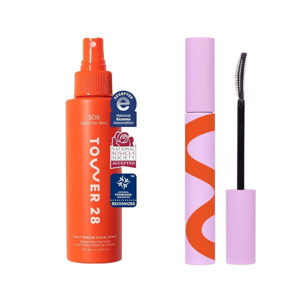 imageTower 28 SOS Daily Rescue Facial Spray for Sensitive Skin 4 FL OZ amp Tower 28 Mascara Jet