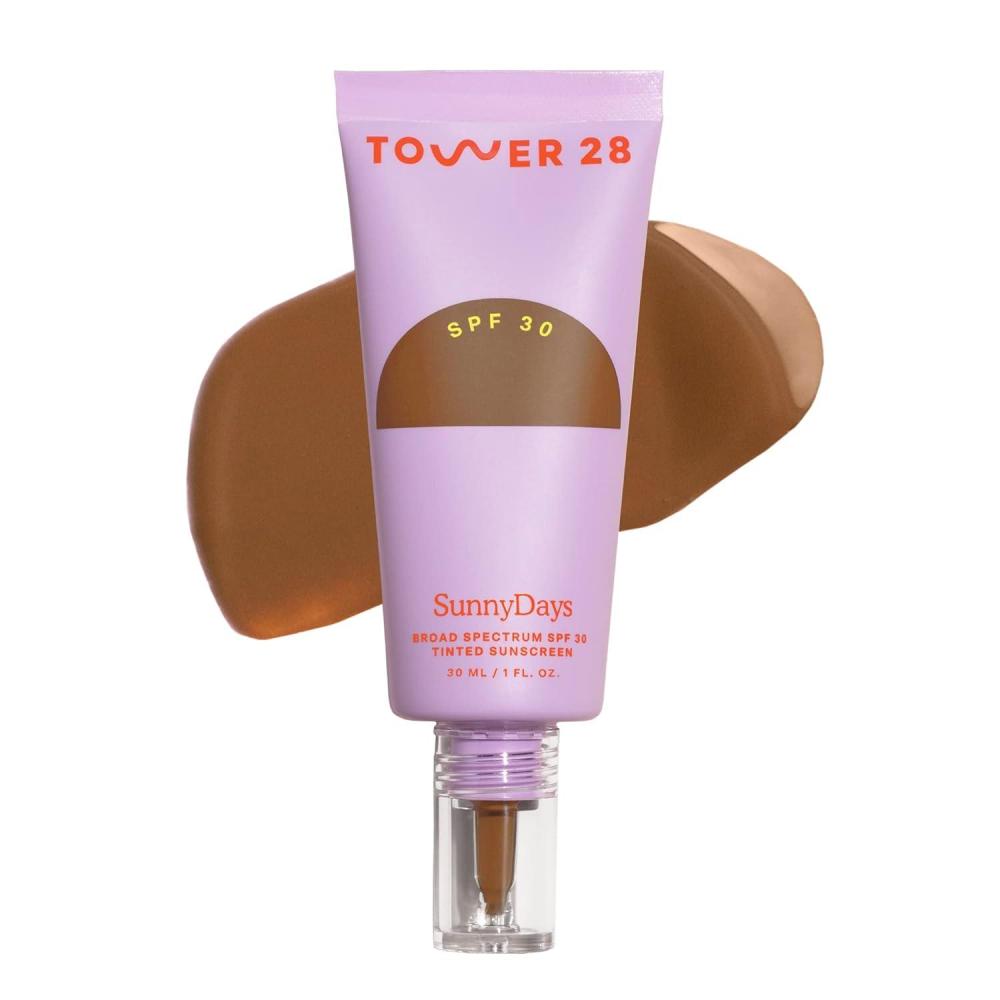 imageTower 28 SunnyDays SPF 30 Tinted Moisturizer 2in1 Buildable Coverage Foundation Mineral Sunscreen for Face Zinc Oxide Aloe amp Prickly Pear for Sensitive Skin 15Light Warm 1 oz55 TEMESCAL