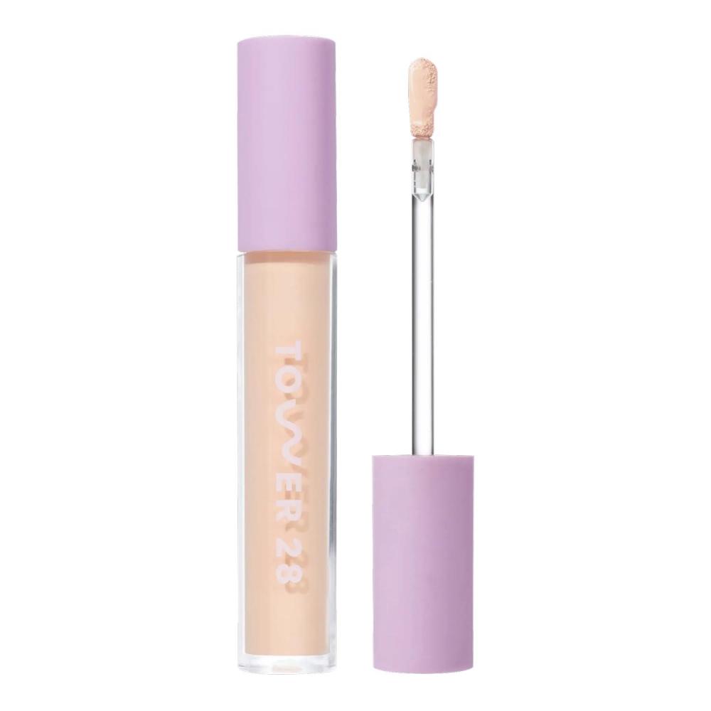 imageTower 28 Swipe Serum Concealer  Hydrating MediumFull Coverage Concealer  Under Eye Brightener  Skin Care Infused Makeup with Hyaluronic Acid  Soothing Centella  30 LightWarm Peach 022 oz40 DTLA