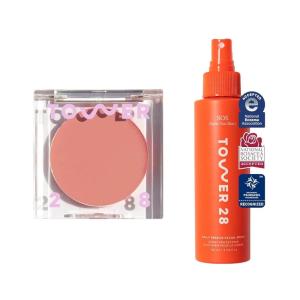 Tower 28 SOS Daily Rescue Facial Spray, 4 FL OZ & Tower 28 BeachPlease Cream Blush, MAGIC HOUR