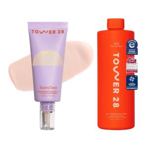 Tower 28 SOS Spray 16 FL OZ & Tower 28 SunnyDays SPF 30 Tinted Mineral Sunscreen-Shade 15