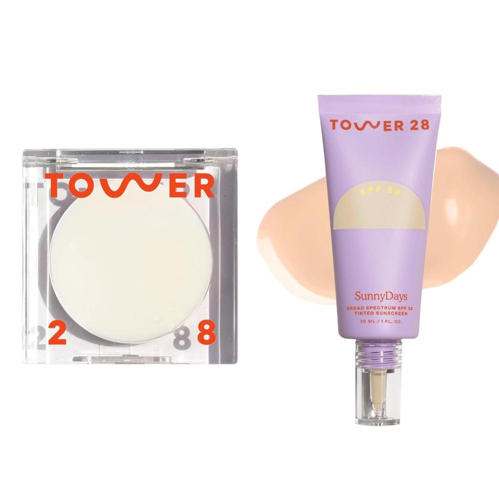 imageTower 28 Beauty SunnyDays SPF 30 Tinted Mineral Sunscreen Shade 15 1 FL OZ amp Tower 28 Beauty SuperDew ShimmerFree Highlight Balm