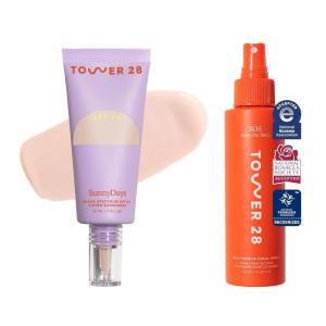 Tower 28 SOS Daily Rescue Facial Spray 4 FL OZ & Tower 28 SunnyDays SPF 30 Tinted Mineral Sunscreen-Shade 15