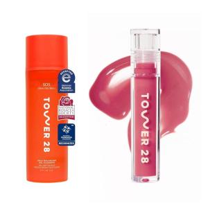 Tower 28 ShineOn Milky Lip Jelly, COCONUT SOS Gel Cleanser + Makeup Remover for Sensitive Skin 150 ML
