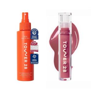 Tower 28 ShineOn Milky Lip Jelly, PISTACHIO SOS Daily Rescue Facial Spray 4 FL OZ
