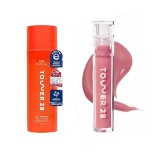 Tower 28 ShineOn Milky Lip Jelly, PISTACHIO SOS Gel Cleanser + Makeup Remover for Sensitive Skin 150 ML
