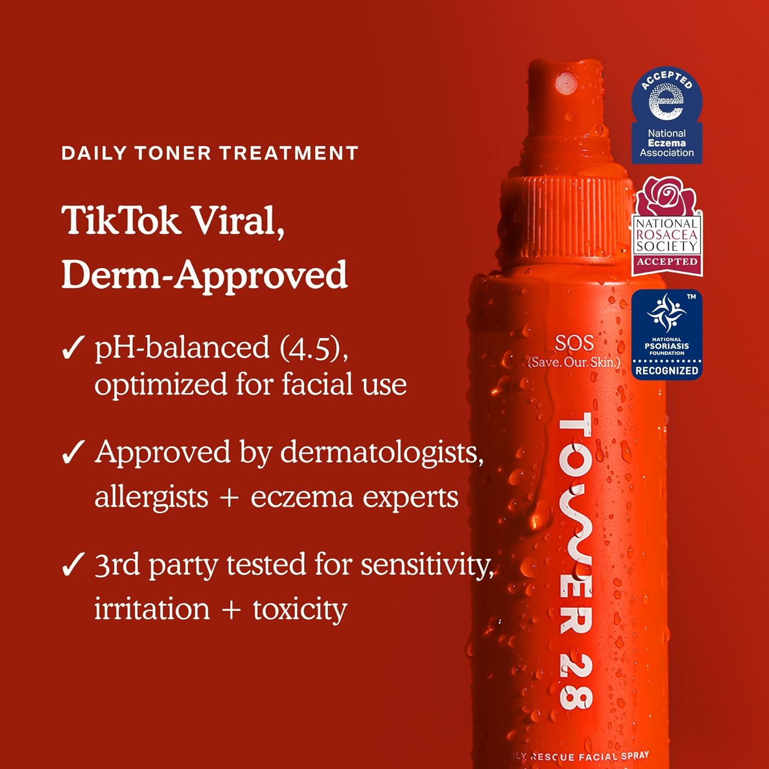 imageTower 28 SOS Skin Care Set Facial Spray 1 Oz Barrier Recovery Cream 186 Oz Hypochlorous Acid Spray to Calm Irritation Redness Hydrating Face Moisturizer with Hyaluronic Acid 2 Count