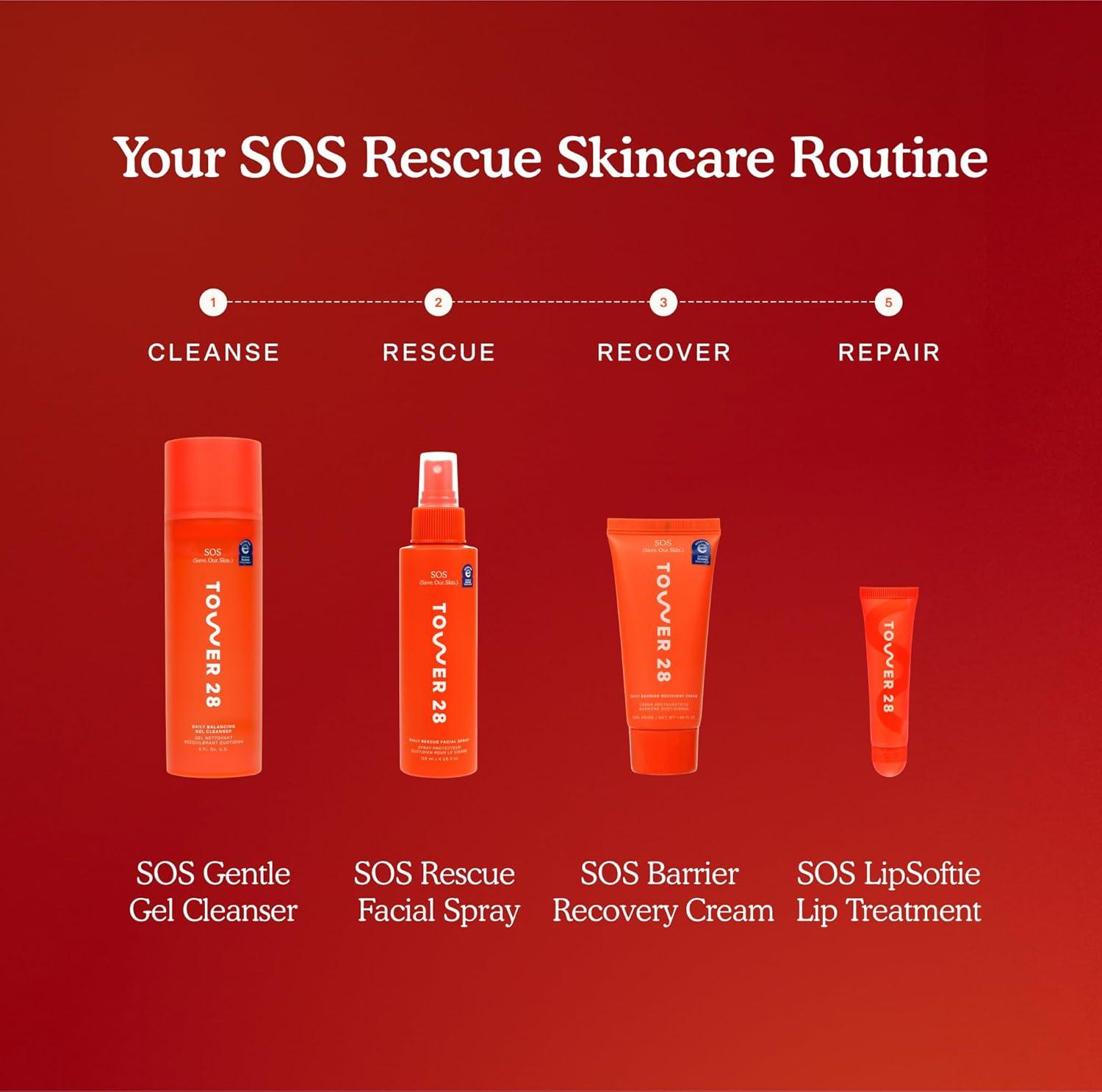 imageTower 28 SOS Skin Care Set Facial Spray 1 Oz Barrier Recovery Cream 186 Oz Hypochlorous Acid Spray to Calm Irritation Redness Hydrating Face Moisturizer with Hyaluronic Acid 2 Count