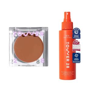 Tower 28 Sculptino Soft-Matte Cream Contour and Bronzer Getty 0.16 FL OZ/Tower 28 SOS Daily Rescue Facial Spray 4 FL OZ