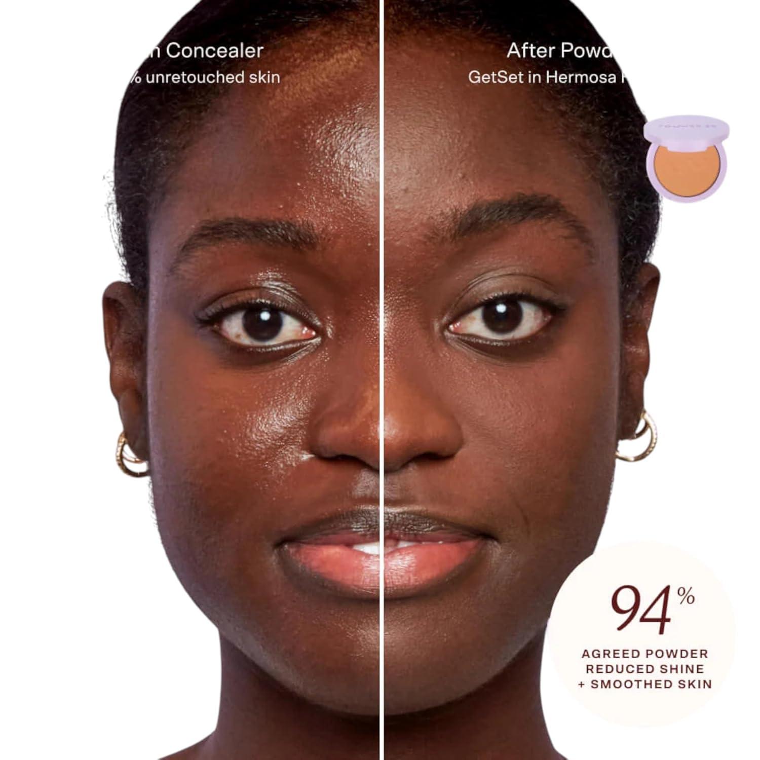 imageTower 28 GetSet Pressed Setting Powder TalcFree Face Powder for Sensitive Skin with Kaolin Clay Squalane Brightens Sets Face Makeup TransferSweatProof Balboa Banana 035 ozTranslucent Trestles