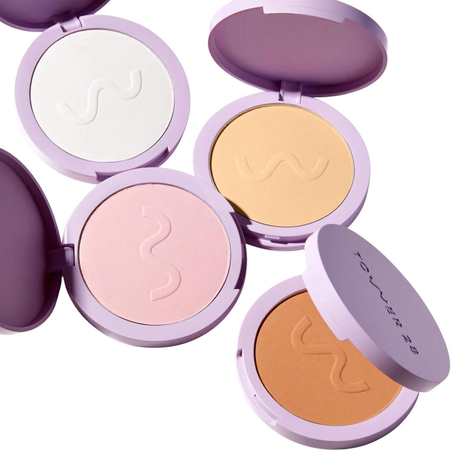 imageTower 28 GetSet Pressed Setting Powder TalcFree Face Powder for Sensitive Skin with Kaolin Clay Squalane Brightens Sets Face Makeup TransferSweatProof Balboa Banana 035 ozTranslucent Trestles