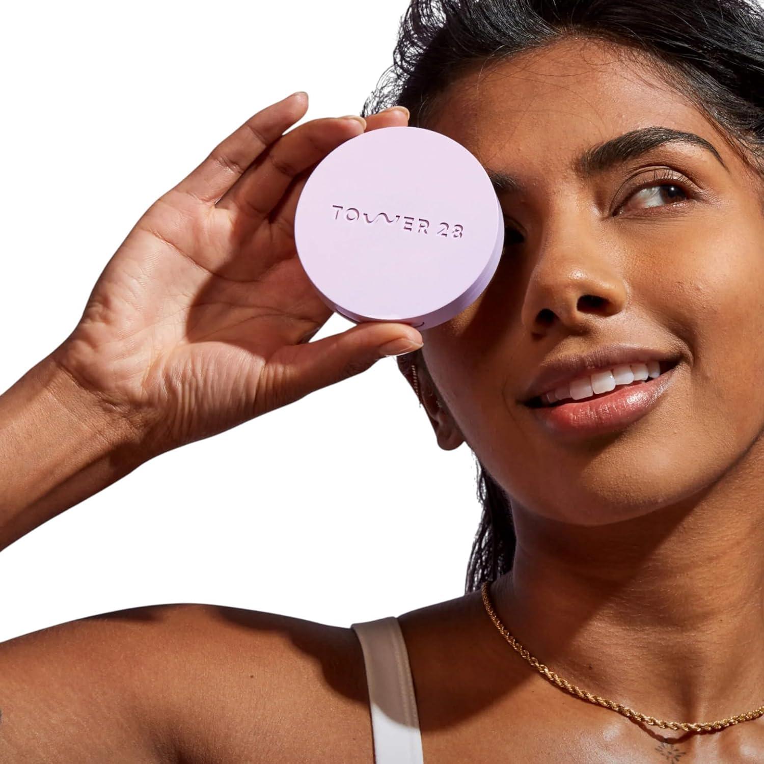 imageTower 28 GetSet Pressed Setting Powder TalcFree Face Powder for Sensitive Skin with Kaolin Clay Squalane Brightens Sets Face Makeup TransferSweatProof Balboa Banana 035 ozPink Palisades