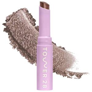 Tower 28 GoGo Cooling Shimmer Eyeshadow Stick – 8-Hour Wear Cream Eyeshadow + Precise Highlighter Stick – Water-Based Eye Makeup for Sensitive Eyes – Microplastic-Free Eye Shadow – Viper (.09 oz)(Whisky)