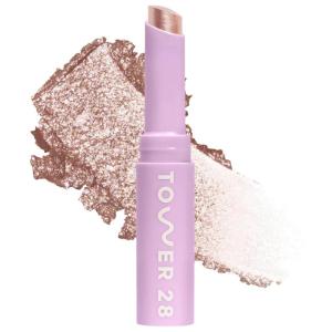 Tower 28 GoGo Cooling Shimmer Eyeshadow Stick – 8-Hour Wear Cream Eyeshadow + Precise Highlighter Stick – Water-Based Eye Makeup for Sensitive Eyes – Microplastic-Free Eye Shadow – Viper (.09 oz)(Roxy)