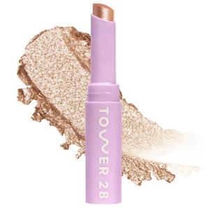 Tower 28 GoGo Cooling Shimmer Eyeshadow Stick – 8-Hour Wear Cream Eyeshadow + Precise Highlighter Stick – Water-Based Eye Makeup for Sensitive Eyes – Microplastic-Free Eye Shadow – Viper (.09 oz)(Troubadour)