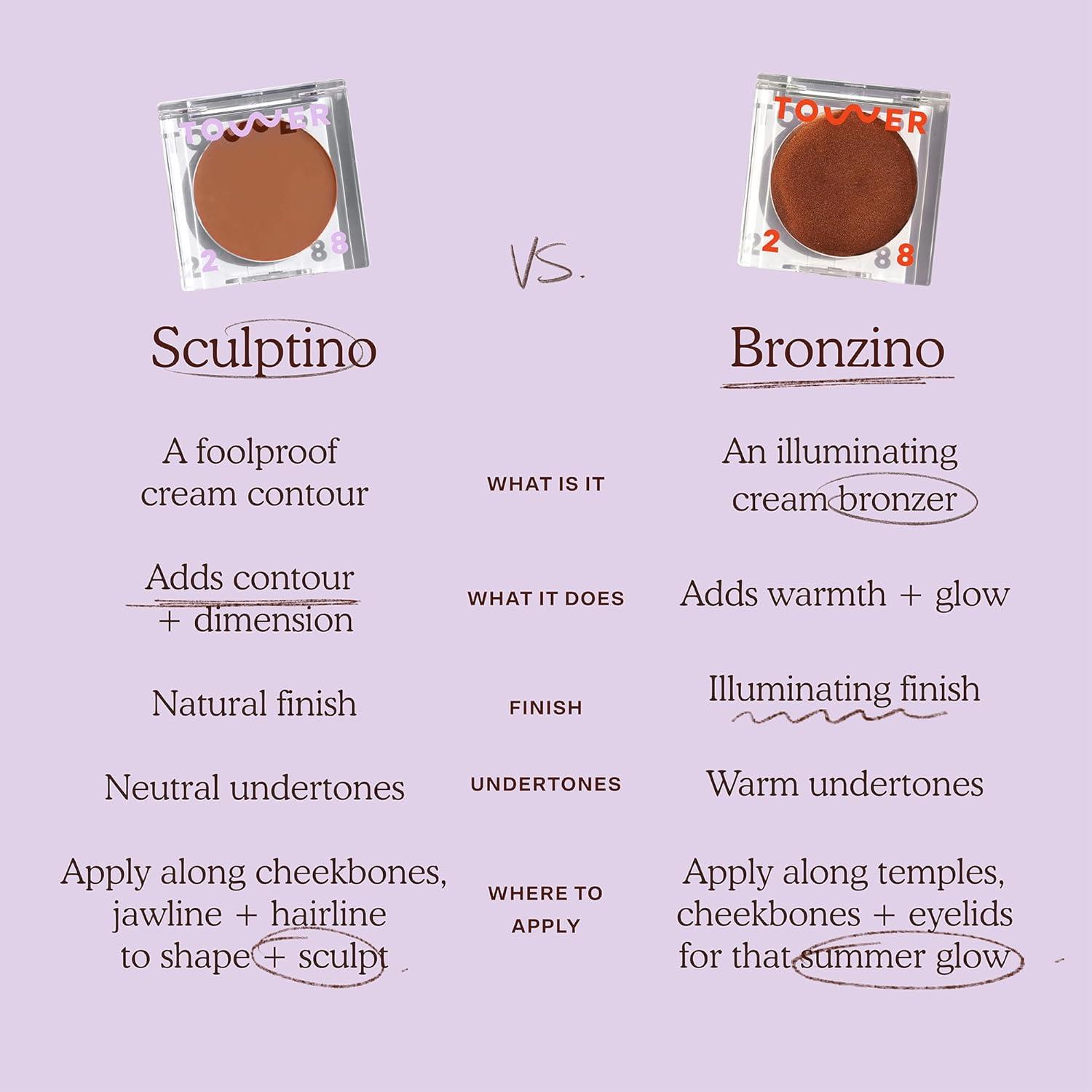 imageTower 28 Sculptino Cream Contour Foolproof Cream Bronzer Contour Natural Face Sculpting Matte Bronzer Balm Vegan Everyday Face Makeup for Sensitive Skin Fair Light Neutral 016 ozSimon