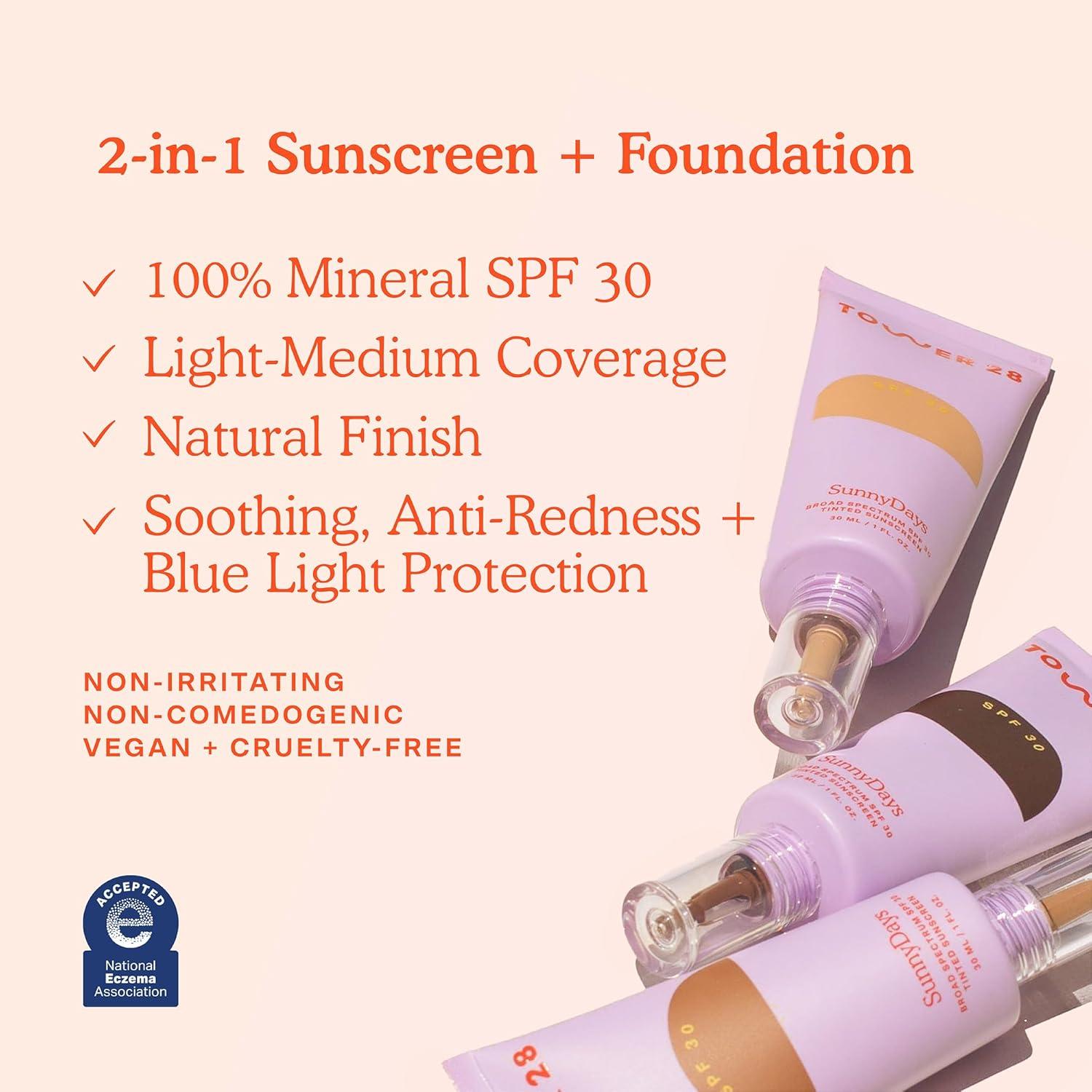 imageTower 28 Swipe Serum Concealer in 30 SunnyDays SPF 30 Tinted Moisturizer in 13 Hydrating MediumFull Coverage Concealer 2in1 Buildable Coverage Foundation Mineral Sunscreen 2 Count