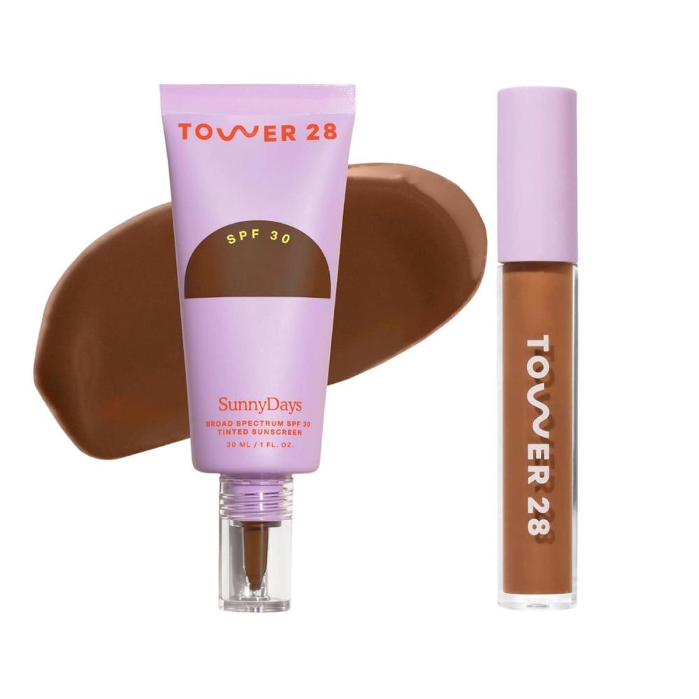 imageTower 28 Swipe Serum Concealer in 160 SunnyDays SPF 30 Tinted Moisturizer in 60 Hydrating MediumFull Coverage Concealer 2in1 Buildable Coverage Foundation Mineral Sunscreen 2 Count