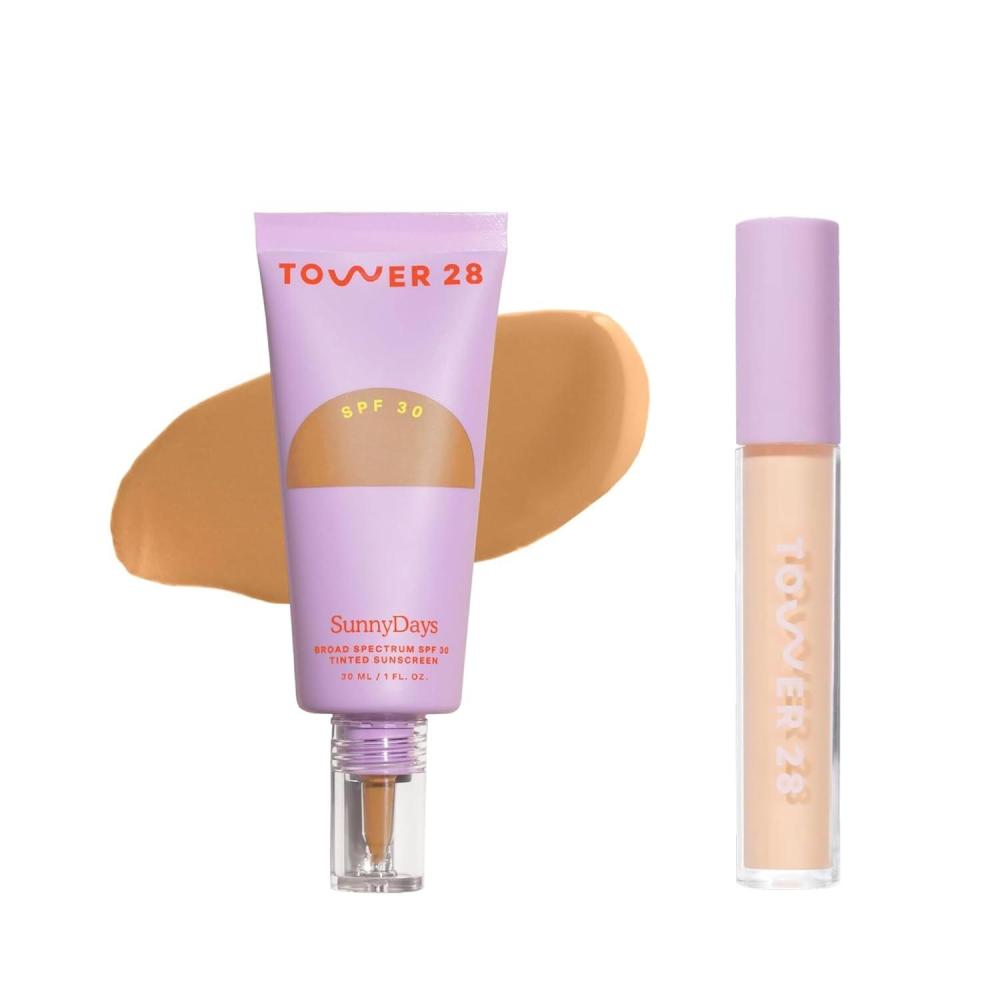imageTower 28 Swipe Serum Concealer in 50 SunnyDays SPF 30 Tinted Moisturizer in 30 Hydrating MediumFull Coverage Concealer 2in1 Buildable Coverage Foundation Mineral Sunscreen 2 Count