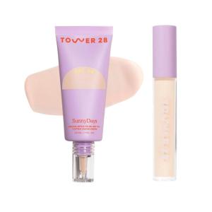 Tower 28 Swipe Serum Concealer in 1.0 + SunnyDays SPF 30 Tinted Moisturizer in 05 – Hydrating Medium-Full Coverage Concealer + 2-in-1 Buildable Coverage Foundation + Mineral Sunscreen (2 Count)