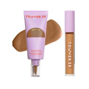 Tower 28 Swipe Serum Concealer in 13.0 + SunnyDays SPF 30 Tinted Moisturizer in 50 – Hydrating Medium-Full Coverage Concealer + 2-in-1 Buildable Coverage Foundation + Mineral Sunscreen (2 Count)