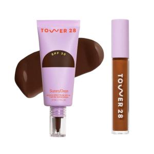 Tower 28 Swipe Serum Concealer in 18.0 + SunnyDays SPF 30 Tinted Moisturizer in 65 – Hydrating Medium-Full Coverage Concealer + 2-in-1 Buildable Coverage Foundation + Mineral Sunscreen (2 Count)
