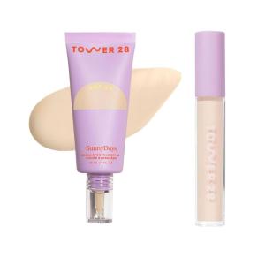 Tower 28 Swipe Serum Concealer in 2.0 + SunnyDays SPF 30 Tinted Moisturizer in 10 – Hydrating Medium-Full Coverage Concealer + 2-in-1 Buildable Coverage Foundation + Mineral Sunscreen (2 Count)