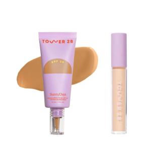 Tower 28 Swipe Serum Concealer in 5.0 + SunnyDays SPF 30 Tinted Moisturizer in 30 – Hydrating Medium-Full Coverage Concealer + 2-in-1 Buildable Coverage Foundation + Mineral Sunscreen (2 Count)
