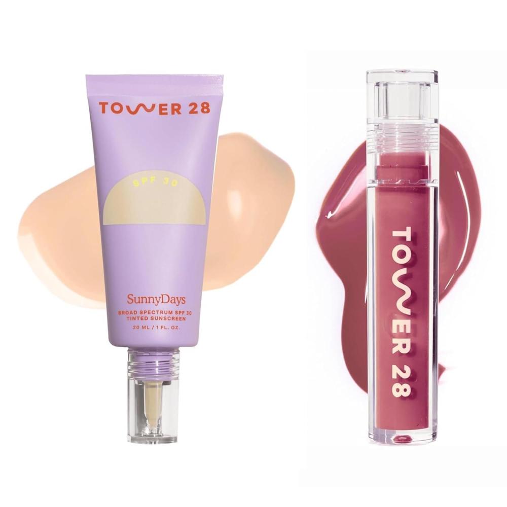 imageTower 28 ShineOn Milky Lip Jelly SESAME Beauty SunnyDays SPF 30 Tinted Mineral Sunscreen For Sensitive Skin Shade 15