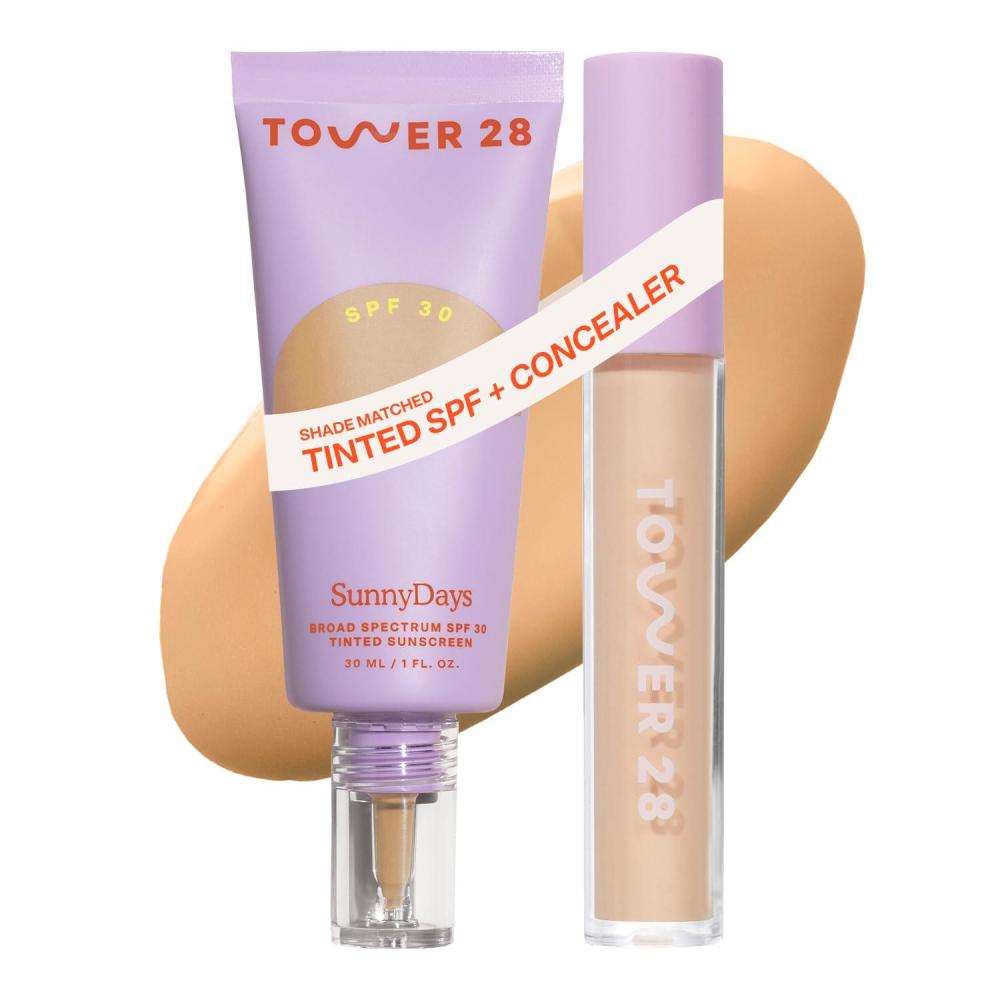 imageTower 28 Swipe Serum Concealer in 60  SunnyDays SPF 30 Tinted Moisturizer in 20  Hydrating MediumFull Coverage Concealer  2in1 Buildable Coverage Foundation  Mineral Sunscreen 2 Count