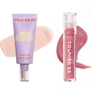Tower 28 Beauty SunnyDays SPF 30 Tinted Mineral Sunscreen 1 FL OZ & lipgloss PISTACHIO