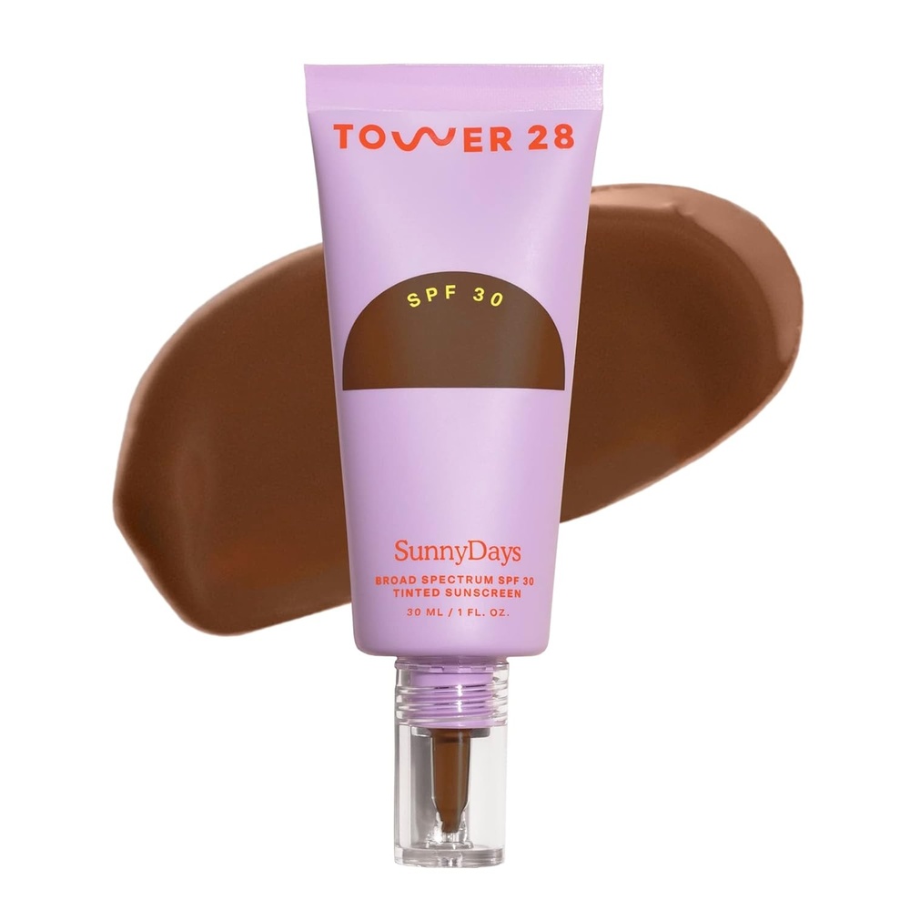 image:imageTower 28 SunnyDays SPF 30 Tinted Moisturizer 2in1 Buildable Coverage Foundation Mineral Sunscreen for Face Zinc Oxide Aloe amp Prickly Pear for Sensitive Skin 18 LightPeach 1 oz60 THIRD STREET