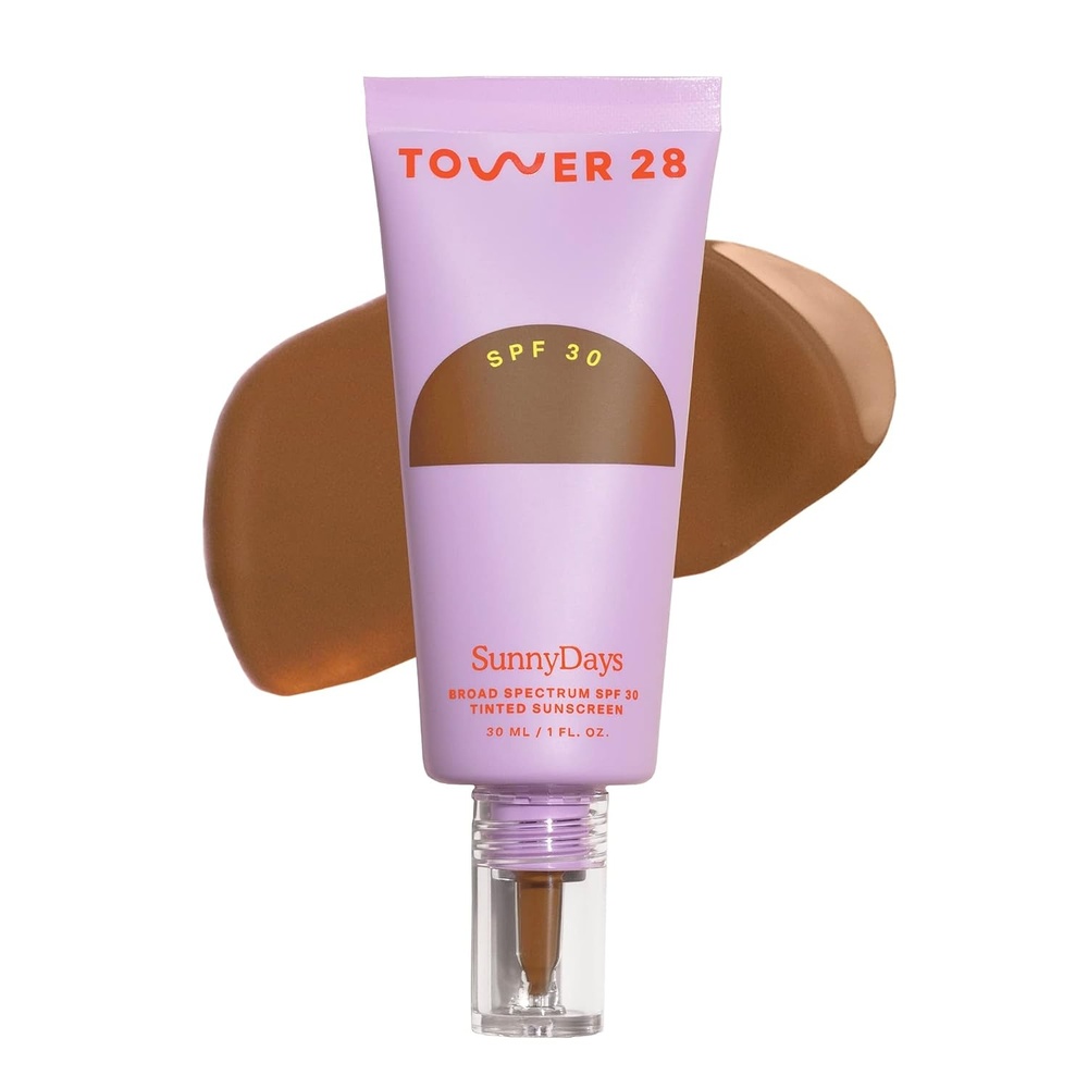 image:imageTower 28 SunnyDays SPF 30 Tinted Moisturizer 2in1 Buildable Coverage Foundation Mineral Sunscreen for Face Zinc Oxide Aloe amp Prickly Pear for Sensitive Skin 18 LightPeach 1 oz55 TEMESCAL