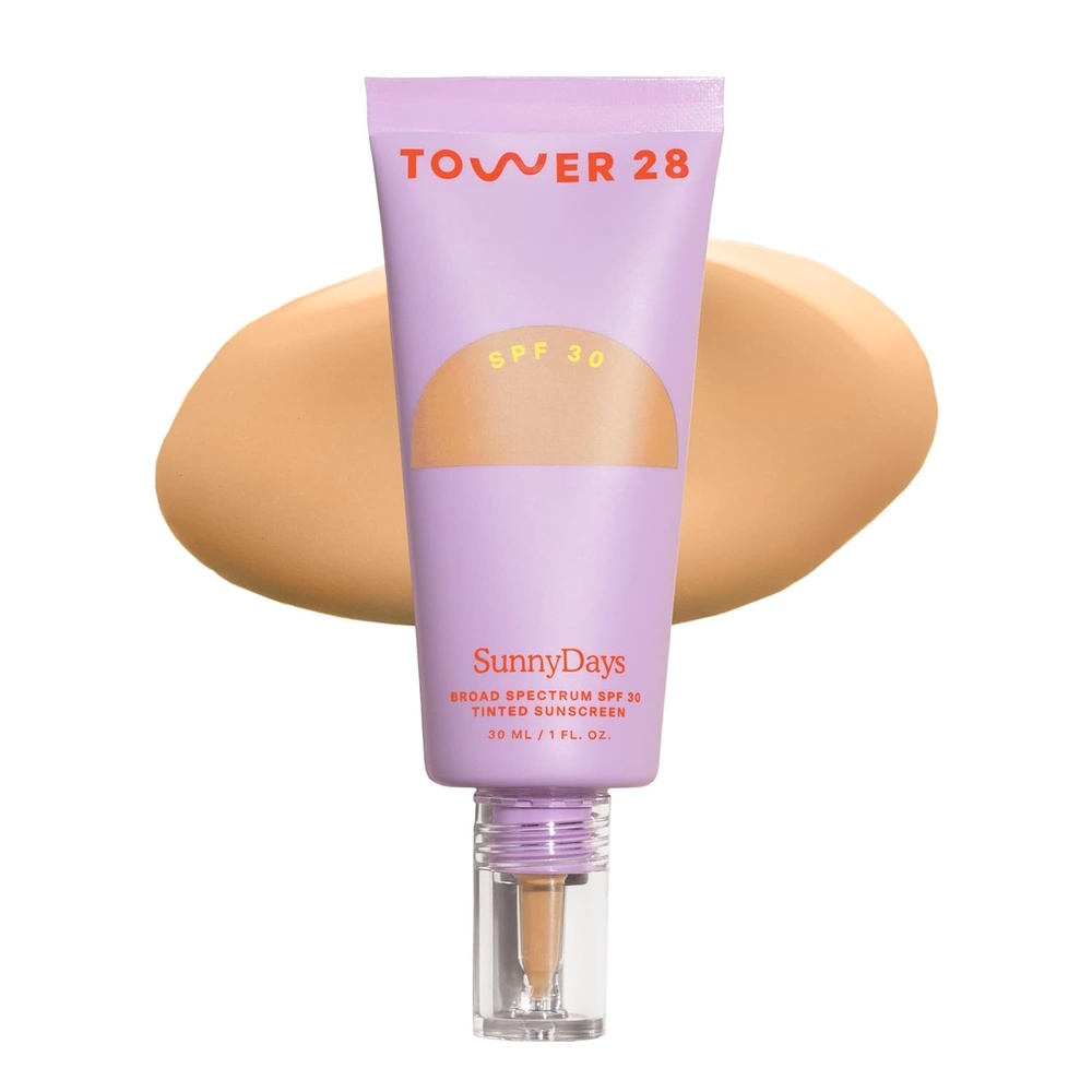 image:imageTower 28 SunnyDays SPF 30 Tinted Moisturizer 2in1 Buildable Coverage Foundation Mineral Sunscreen for Face Zinc Oxide Aloe amp Prickly Pear for Sensitive Skin 18 LightPeach 1 oz20 MULHOLLAND